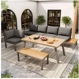Okwish Gartenlounge-Set 5-tlg. Grau