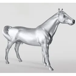 Casa Padrino XXL Deko Skulptur Pferd Silber 245 cm - Lebensgroße Garten Figur