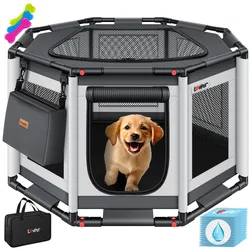 LOVPET® Welpenlaufstall für drinnen & draußen Welpenauslauf Hundekäfig Oxford-Gewebe   Tierlaufstall für Kleintiere Hunde Katzen   Hundelaufstall Freigehege Rahmen aus PVC-Rohren