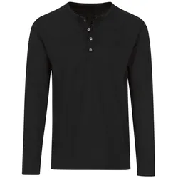Longsleeve TRIGEMA "TRIGEMA Langarmshirt mit Knopfleiste", Herren, Gr. 5XL, schwarz, 100% Baumwolle, casual, Langarm, Shirts