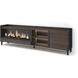 SKRAUT HOME TV-Lowboard 212x61x35 cm Dunkler Eiche/Schwarz Holzwerkstoff