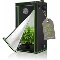 HIGHWERK Growzelt 100 x 100 x 200 cm, Indoor Grow tent, schwarz grün, Homegrow, Growschrank, Pflanzenzelt