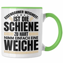 Trendation Tasse Trendation - Weiche Lokführer Tasse Geschenk Eisenbahner Spruch Lokomotive Geschenkidee Eisenbahn Modelleisenbahn grün