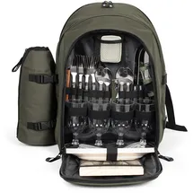 LIVOO Picknick-Rucksack für 4 Personen SE970C – 11 l, 600D, 30 Zubehörteile, Grün, Großartig