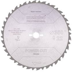 Metabo Kreissägeblatt Holz Power Cut Prof 350x30 mm 22 FZ 22° für Baukreissägen