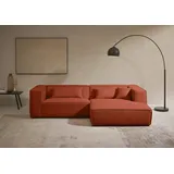 LeGer Home by Lena Gercke Ecksofa "PIARA mit Kedernaht, Cord, Leinenoptik o. Strukturstoff, Couch, L-Form", kupfer, B:267cm H:66cm T:167cm, 100% Polyester, LEGER HOME BY LENA GERCKE, Sofas, Ecksofa, wahlweise Ottomane rechts/links, schwarze Füße, bequemer Sitzkomfort
