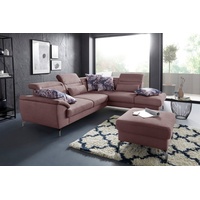 sit&more Ecksofa Percy L-Form, 12 cm Fußhöhe, Sitztiefenverstellung, wahlweise in 2 Fußfarben rosa