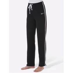 Sporthose CATAMARAN, Damen, Gr. 52/54, Normalgrößen, schwarz-weiß (schwarz, weiß), 100% Baumwolle, unifarben, lang, Hosen