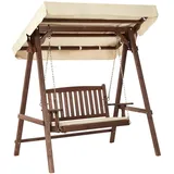 Beliani Gartenschaukel CAVIOLA Dunkler Holzfarbton Beige, 109x165x176