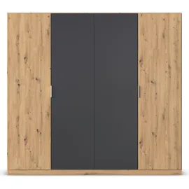 Rauch Drehtürenschrank "Monza", grau (eiche artisan, graumetallic), B:226cm H:210cm T:54cm, Holzwerkstoff, Schränke, Drehtürenschrank, in trendigen Farbkombinationen, mit viel Stauraum