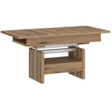 designimpex Couchtisch WM-1 ausziehbar höhenverstellbar mit Schublade Wohnzimmer Tisch, Funktionstisch, Wohnzimmertisch, Tisch, Esstisch, Sofatisch, Rollen braun