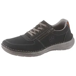 Schnürschuh RIEKER, Herren, Gr. 41, blau, Lederimitat, sportlich, Schuhe Schnürschuh, mit seitlichem Reißverschluss, Freizeitschuh, Halbschuh, Schnürschuh