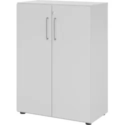 bümö Aktenschrank abschließbar, Büroschrank Holz 80cm breit in grau - abschließbarer Schrank mit Aktenregal für's Büro & Arbeitszimmer, Büro Möbel