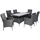 Konifera Garten-Essgruppe KONIFERA "Korfu", grau (dunkelgrau,), Polyrattan, Stahl, Sitzmöbel-Sets, Tischplatte aus Sicherheitsglas, Staufläche unter dem Tisch
