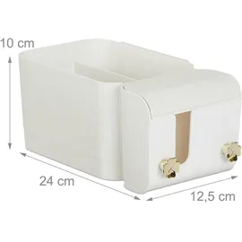 Relaxdays Kosmetik Organizer Badaccessoires Weiß/Gold
