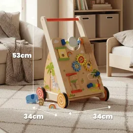 Labebe Lauflernwagen aus Holz für Babys ab 1 Jahr Laufwagen Holz-Walker Holzwagen Gehhilfe für Kleinkinder - Bunt