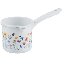 Riess Schnabeltopf Flora mit Stiel Ø10cm 0,75 Liter  Emaille Country Induktion