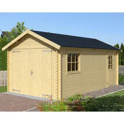 Garage LASITA MAJA "Dillon", beige (naturbelassen), Holz, Garagen, BxT: 340x580 cm, 202 cm Einfahrthöhe