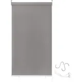 AUFUN Außenrollo Balkon Outdoor Rollo Wetterfest 140 x 240 cm Outdoorrollo Sonnenschutz Balkonrollo UV Schutz, Reflektierende Thermofunktion für Fenster & Türen, Grau