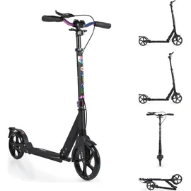 Byox Kinderroller Quick klappbar, Handbremse, Seitenständer, LED-Scheinwerfer schwarz