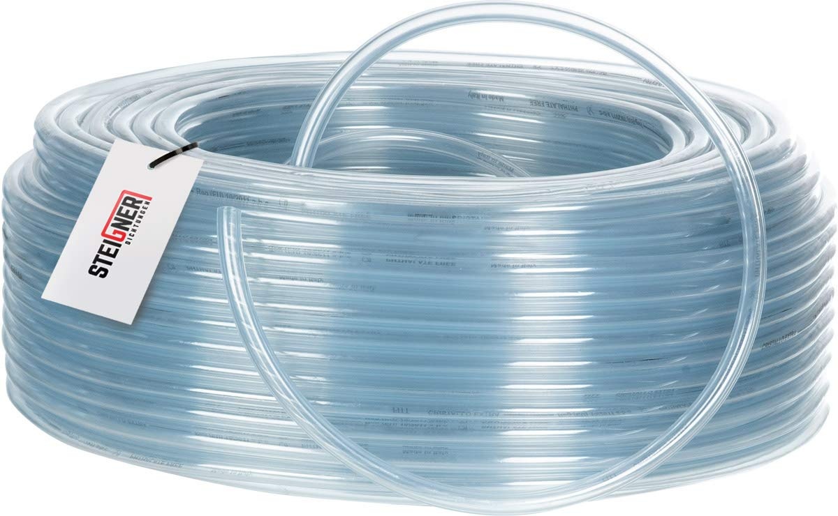 STEIGNER Benzinschlauch Wasserschlauch PVC Schlauch Transparent, Durchmesser: 12-16 mm, Länge: 20 m, SBS-19-20