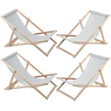 4x Liegestuhl Gartenliege Strandliege, Holz, Grau