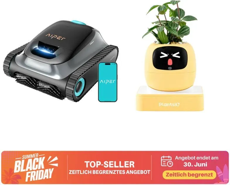 Smart Robot Bundle: Aiper Scuba S1 Poolreinigungsroboter, 270 Min Laufzeit, 11 Sensoren, Smart App-Steuerung + Ivy AI Emoji Pflanzroboter (Zitrone)