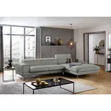 W.Schillig Ecksofa "piedroo, Designsofa mit tollem Sitzkomfort, bequem und elegant, L-Form", grau (grau s37), B:343cm H:70cm T:193cm, Stoff S37 (100% Polyester): Luxus-Microfaser in Lederoptik, Sofas, Ecksofa, Kopfteilverstellung, wahlweise mit