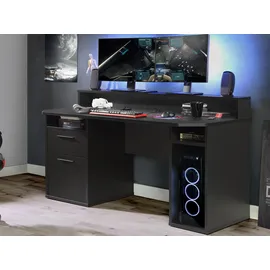 Die Möbelfundgrube Gaming Tisch 160 cm Computerschreibtisch schwarz - TEZAUR