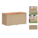 vidaXL Gartentruhe Beige 110x50x54 cm Poly Rattan Akazienholz