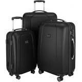 HAUPTSTADTKOFFER - Wedding - 3er Koffer-Set Trolley-Set Rollkoffer Reisekoffer, TSA, Doppelrollen, (S, M & L), Schwarz