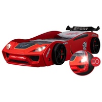 Coemo Autobett (Kinderbett mit Spoiler), Renn-Design DREAM RACER 90x200 mit Lattenrost rot