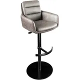 Riess Ambiente Drehbarer Design Barhocker - Big George - Taupe - aus Echtleder & Microfaser - höhenverstellbar mit Armlehnen