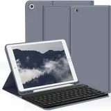 aoub Hülle mit Tastatur für iPad 9./8./ 7. Generation, Kabellose QWERTZ Tastatur Hülle mit Stifthalter für iPad 10,2 Zoll 2021/2020/2019, Violett