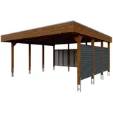 SKANHOLZ Skan Holz Carport Friesland Hybrid 557 cm x 555 cm Nussbaum