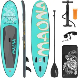 ECD Germany Surfboard Stand Up Paddle SUP Board Maona Paddelboard aufblasbar Türkis 308 cm