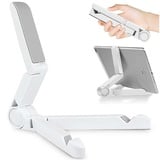 VOVIGGOL Tablet Ständer und Tablet Halter Verstellbar, Tragbarer Tablet Ständer für iPad, Samsung Galaxy und Kindle Fire Tablets, Desktop Handy Ständer für iPhone Sumsung (Weiß)