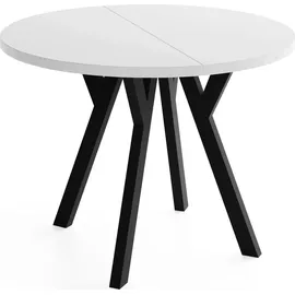 WFL GROUP Runder Ausziehtisch 100 x 76 x 300 cm weiß