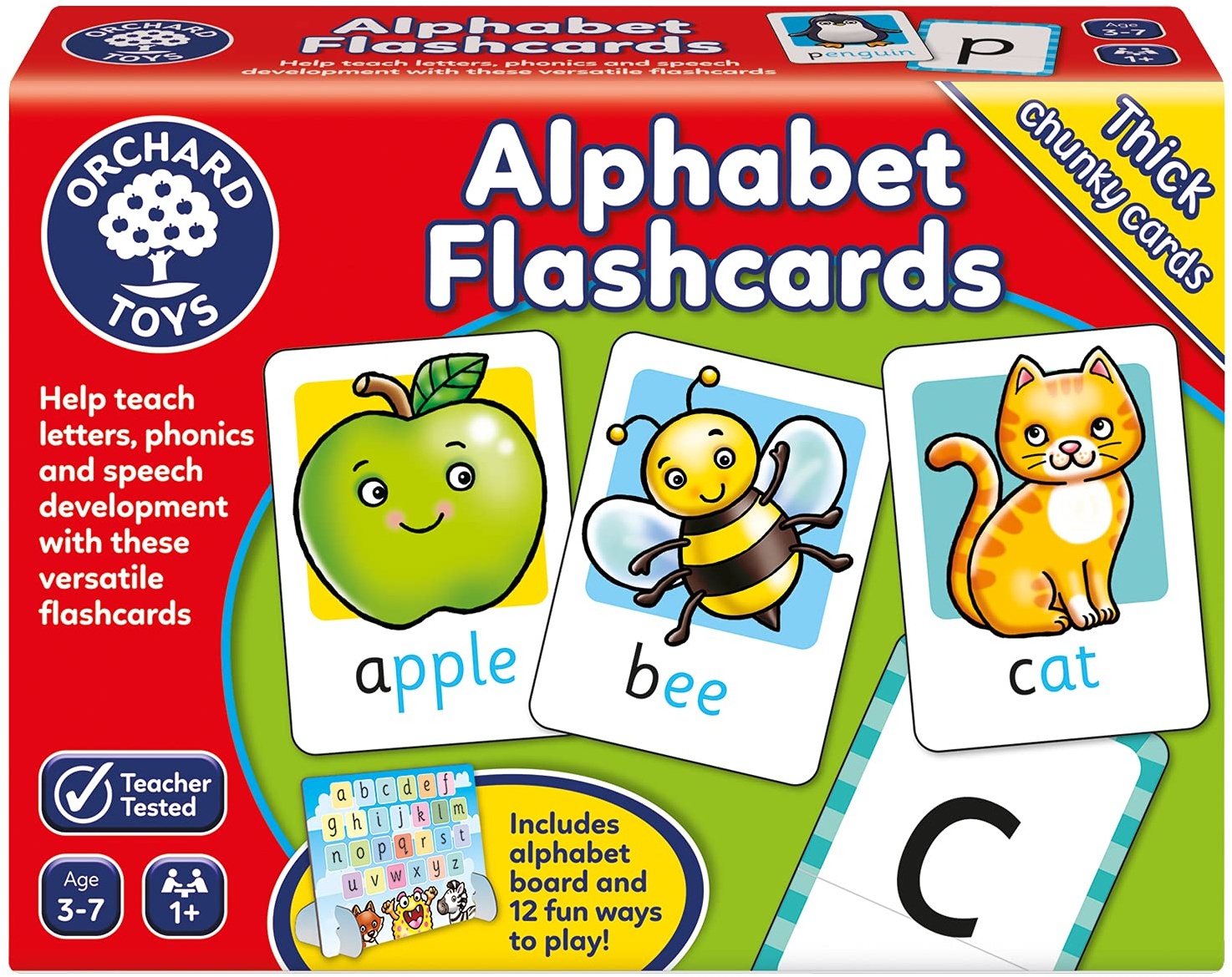 Orchard Toys Alphabet Flashcards, 26 Educational Double-Sided Flashcards, Teach The Letters of The Alphabet, Perfect for Kids Age 3-7, Educational Toy