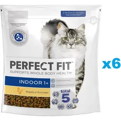 PERFECT FIT (Indoor 1+) 6x750g Reich an Huhn – Trockenfutter für Wohnungskatzen
