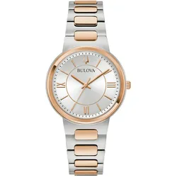 Quarzuhr BULOVA, silberfarben, roségoldfarben, silberfarben, Armbanduhren, Damen, Armbanduhr, Damenuhr, Edelstahlarmband, analog
