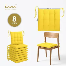 LAVEA Sitzkissen 40 x 40 x 3 cm gelb 8-tlg.