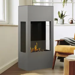 muenkel design prism 620 [Bioethanolkamin dreiseitige Sicht]: Graualuminium - Planika Senso