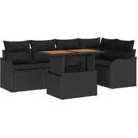 vidaXL Garten-Sofa-Set mit Kissen 6 pcs Schwarz