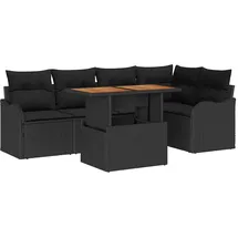 vidaXL Garten-Sofa-Set mit Kissen 6 pcs Schwarz