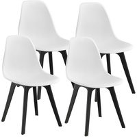 [en.casa] 4x Design Stühle Weiß/Schwarz Esszimmer Stuhl Kunststoff Skandinavisch