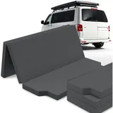 eloneo Camper Matratze für VW T4, T5, T6, T6.1 Multivan, California Beach, Caravelle, Transporter, Klappmatratze grau, 185x148x8cm