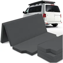 eloneo Camper Matratze für VW T4, T5, T6, T6.1 Multivan, California Beach, Caravelle, Transporter, Klappmatratze grau, 185x148x8cm