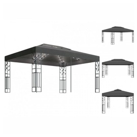 vidaXL Pavillon mit Doppeldach & LED-Lichterkette 3x4 m Anthrazit