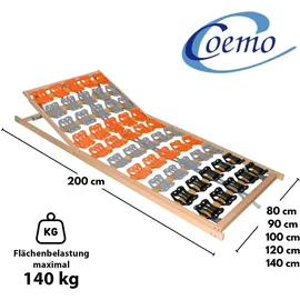 Coemo 7-Zonen Tellerlattenrost CubiFlex 120x200 cm Lattenrost Kopf- und Fußteil verstellbar